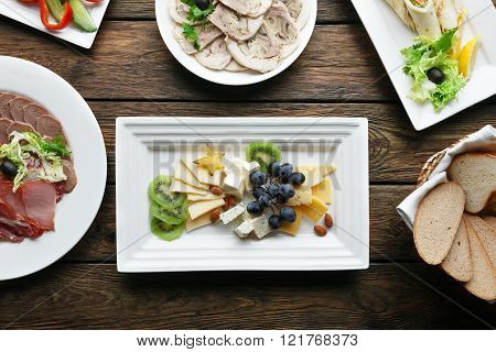 Restaraunt food - cheese plate with grape