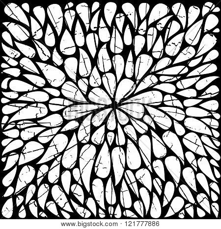 abstract floral organic drops shape background texture in black and white