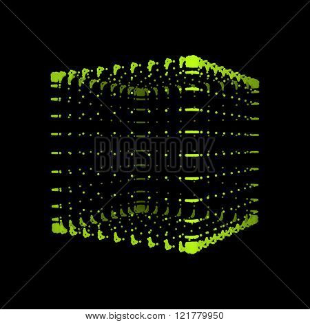 Cube. The Cube Consisting of Points. Connection Structure. Wireframe Cube Illustration. 3d Grid Design. A Glowing Grid. 3D Technology Style. Molecular lattice. Network Design. Cyberspace Grid.