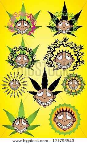 smiling happy relaxed guy smoking marijuana joint illustration