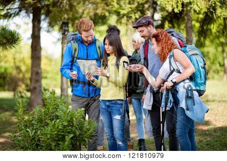 Map and compass use by hikers from getting lost in forest