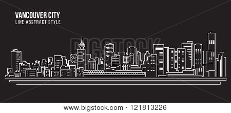 Cityscape Building Line Art Vector Illustration Design - Vancouver City