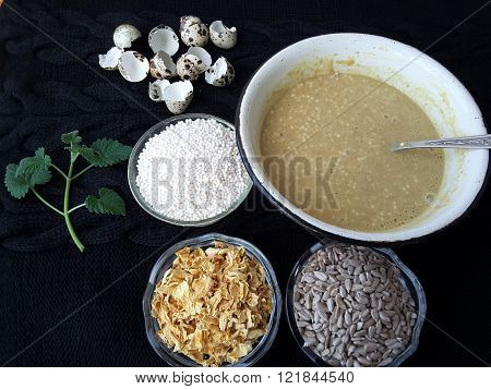 Pancakes With Sago, Sunflower Seeds And Rose Petals, Cooking Vegetarian Food With Sago And Quail Egg
