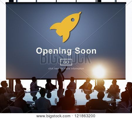 Opening Soon Launch Welcome Advertising Commercial Concept