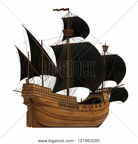 Pirate Ship On White Background