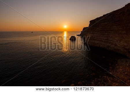 Sunset on the rocky seashore Cape Fiolent Crimea