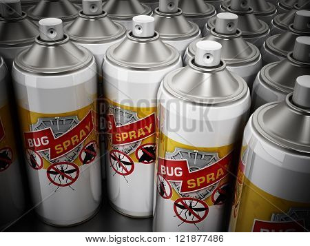 Multiple white bug spray stack with vignette