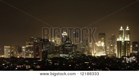 Noční Panorama jižní Asie města (Jakarta) z Kuningan