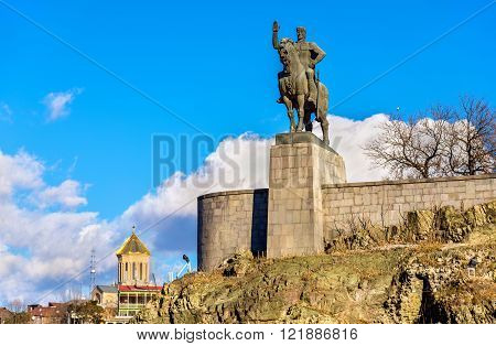 Monument of King Vakhtang I Gorgasali near Metekhi Church in Tbilisi