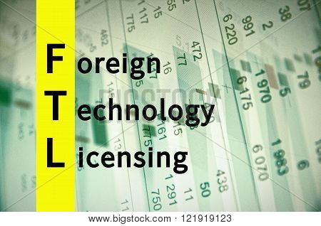 Acronym FTL as Foreign Technology Licensing. The financial data visible in the background.