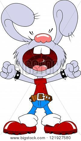 Bunny musician sings a popular song vector and illustration