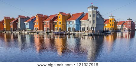 Panorama of the Reitdiephaven in Groningen Netherlands
