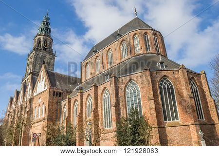 Martini church and tower in the center of Groningen Netherlands