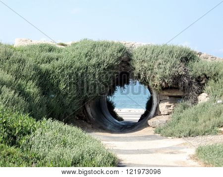 Bridge near Lahat Promenade on the Mediterranean coast in Tel Aviv Israel