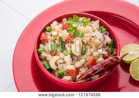 South Indian food upma or upama, a complete Indian breakfast
