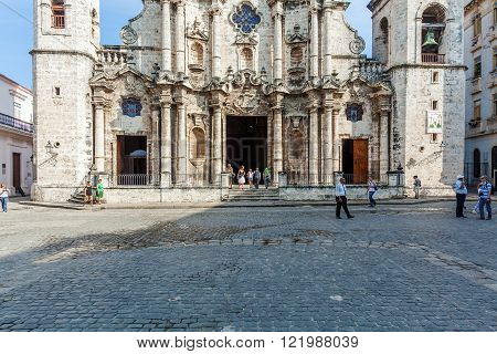 Havana, Cuba - April 1, 2012: Cathedral Of The Virgin Mary Of The Immaculate Conception