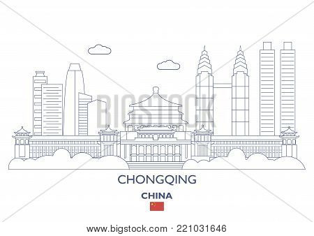Chongqing Linear City Skyline, China. Famous city places