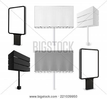 Empty object for advertising. Street advertising stand for design. mockup Illustration. Billboard sign, signboard, modern banner. Other variations you can find in my portfolio.
