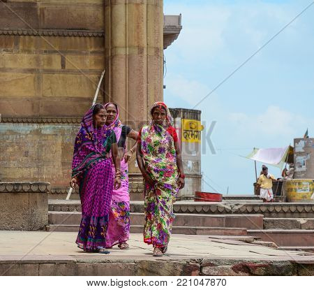 People On Street In Varanasi, India
