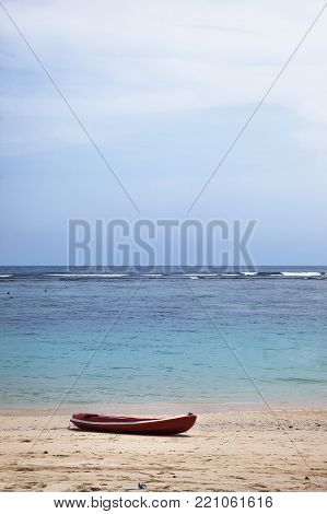 Waiting for blue sea and boat. Beautiful view.