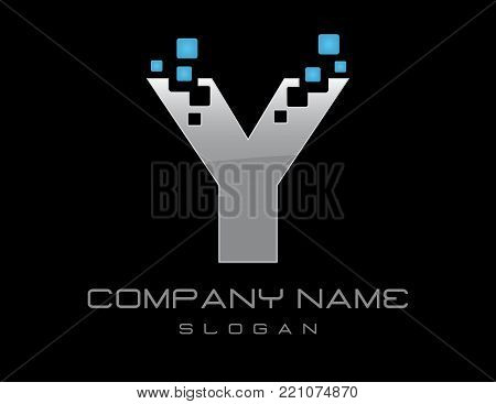 tecno letter Y on a black background