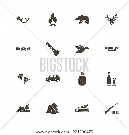 Hunting icons. Perfect black pictogram on white background. Flat simple vector icon.