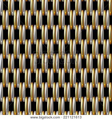 Seamless Pattern Imitation Silver Gold Grid Metallic