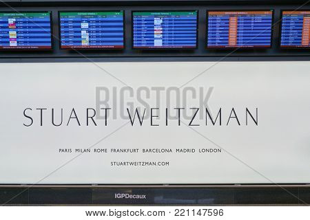 MILAN MALPENSA, ITALY - CIRCA NOVEMBER, 2017: flight information display monitors at Milan-Malpensa airport.