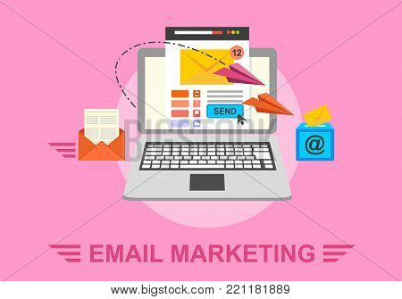 Mail marketing, social media design, vector illustration