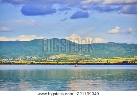 View on the natural Dojran lake in south Macedonia