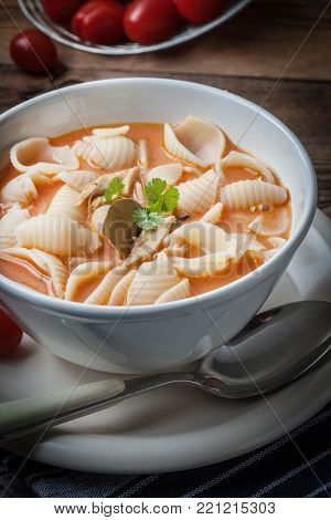 Fresh Tomato Soup With Conchigliette.