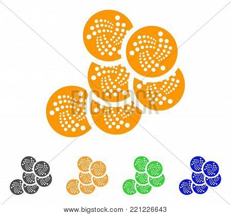 Iota Coins icon. Vector illustration style is a flat iconic iota coins symbol with grey, yellow, green, blue color versions. Designed for web and software interfaces.