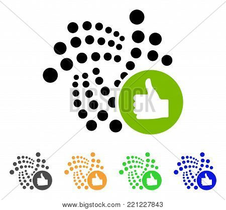 Thumb Up Iota icon. Vector illustration style is a flat iconic thumb up iota symbol with grey, yellow, green, blue color versions. Designed for web and software interfaces.