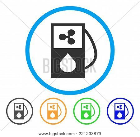 Ripple Gasoline Station rounded icon. Style is a flat grey symbol inside light blue circle with additional color variants. Ripple Gasoline Station vector designed for web and software interfaces.