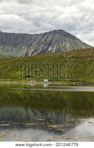 Portrait View Of Loch Ainort With Glamaig Mountain On The Isle Of Skye In Scotland.