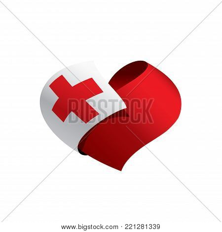 Tonga flag, vector illustration on a white background