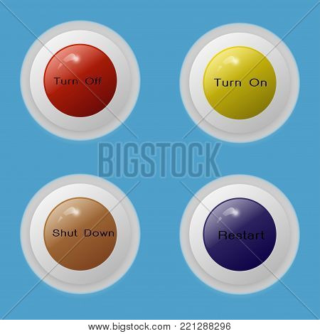 Button 4 multi color vector turn on and turn off