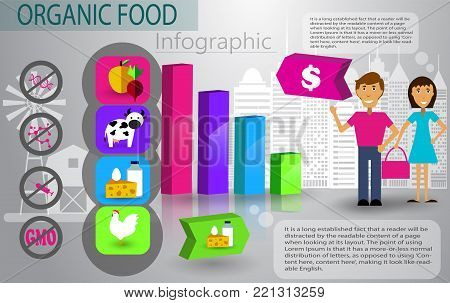 Organic food box delivery infographic concept Vector