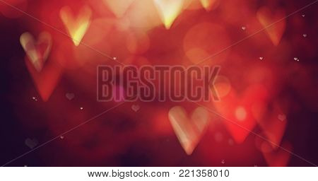 Valentines day. Valentines background with table and bokeh. Love red background. Valentines day empty display