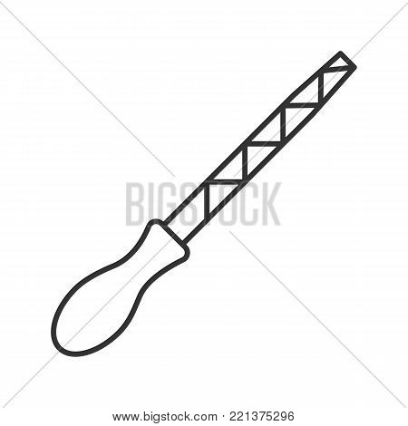 Metal file linear icon. Thin line illustration. Contour symbol. Vector isolated outline drawing