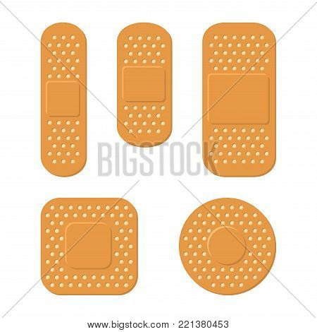 Plaster Bandage Care Set on White Background. Vector illustration