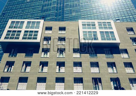 Architectural Detail Of An Office Tower In The Modern District Of The City