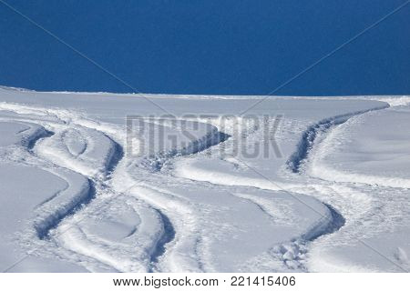 snow slope for skiing . In the park in nature