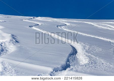 snow slope for skiing . In the park in nature