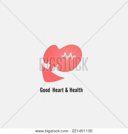 Heart sign and hands icon.Good heart & health concept.Healthcare,Medical and Science symbol.Healthy lifestyle vector logo template.Vector illustration