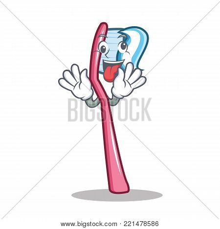 Crazy toothbrush mascot cartoon style vector illustration