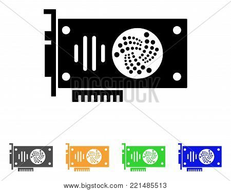 Iota Gpu Card icon. Vector illustration style is a flat iconic iota gpu card black symbol with grey, yellow, green, blue color variants. Designed for web and software interfaces.