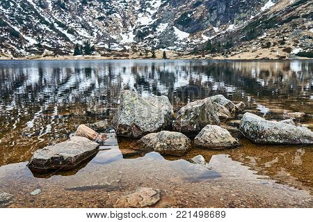 Small Pond in the Giant Mountains in the winter, Poland