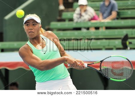 Melbourne, Australia - January 11, 2018: Tennis player Destanee Aiava preparing for the Australian Open at the Kooyong Classic Exhibition tournament