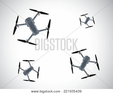 The illustration of four drone on white background